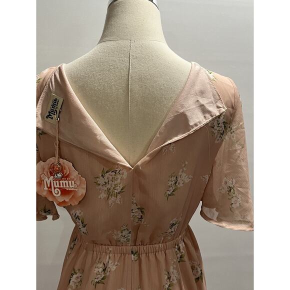 Show Me Your MuMu Floral Blush Meadow Emily Maxi Dress Gown Wedding Sm New USA - Picture 4 of 14